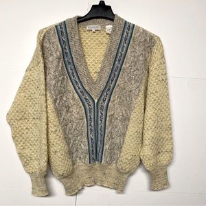 Vintage i Maschi Italy Knit Wool Blend V Neck Pullover Sweater